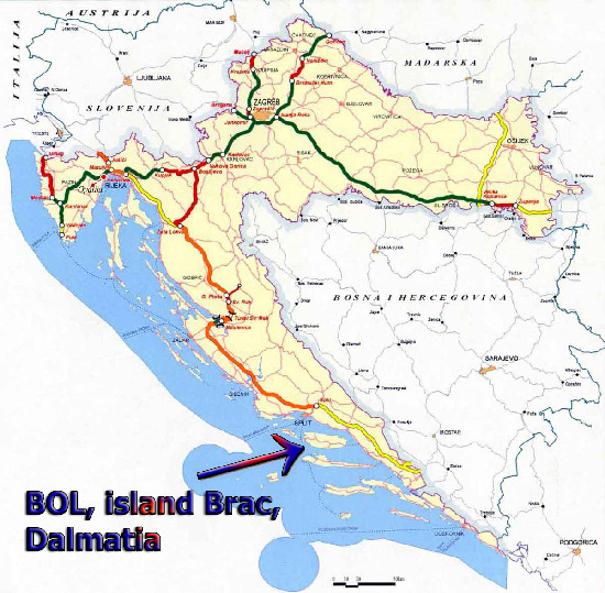 Apartments Zlatni Bol location and Bol Croatia Map